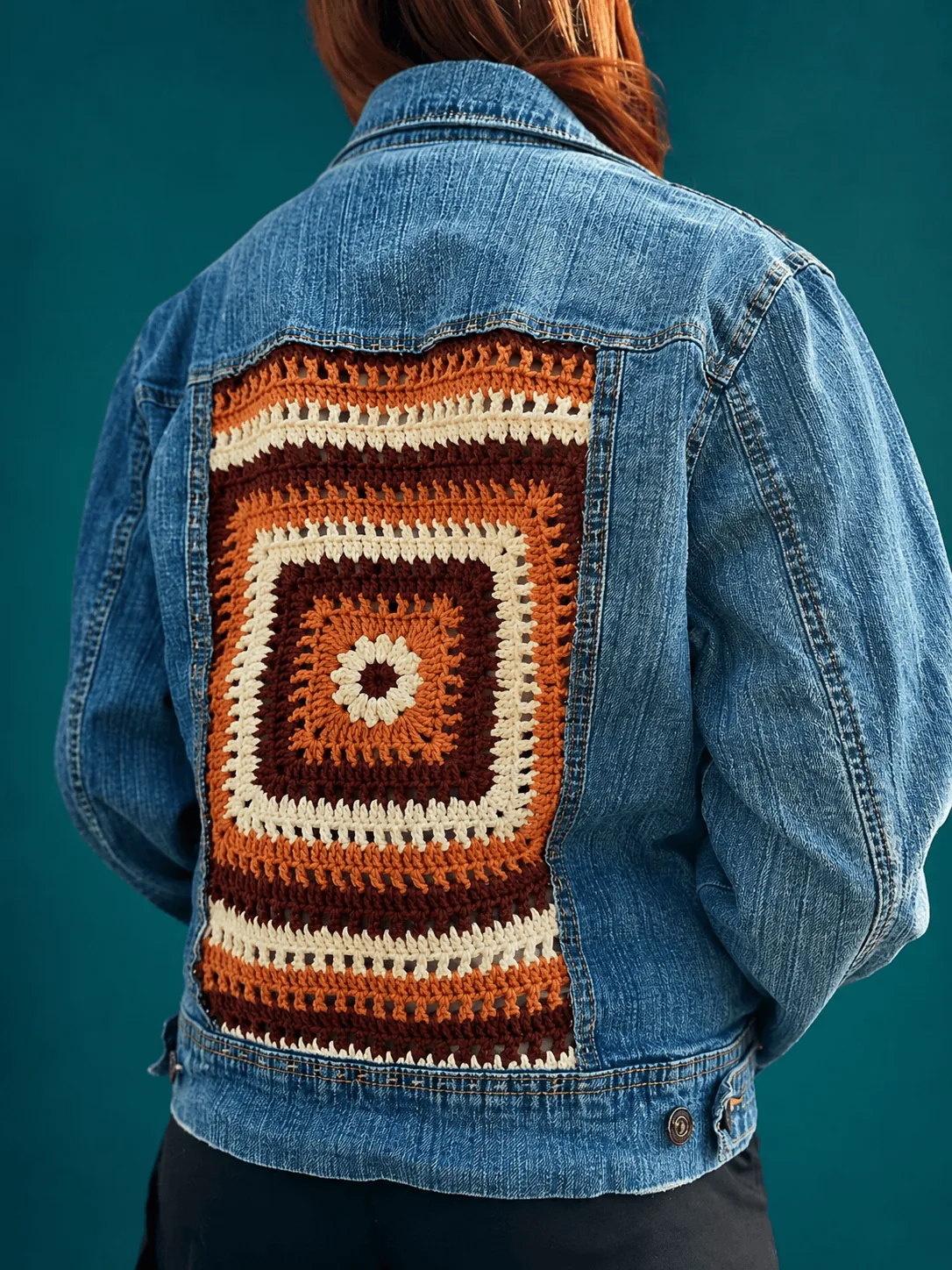 denim jacket with knitted back panel